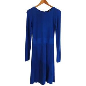 Laundry by Shelli Segal Dress Women Small Blue Ribbed Minimalist Office Workwear